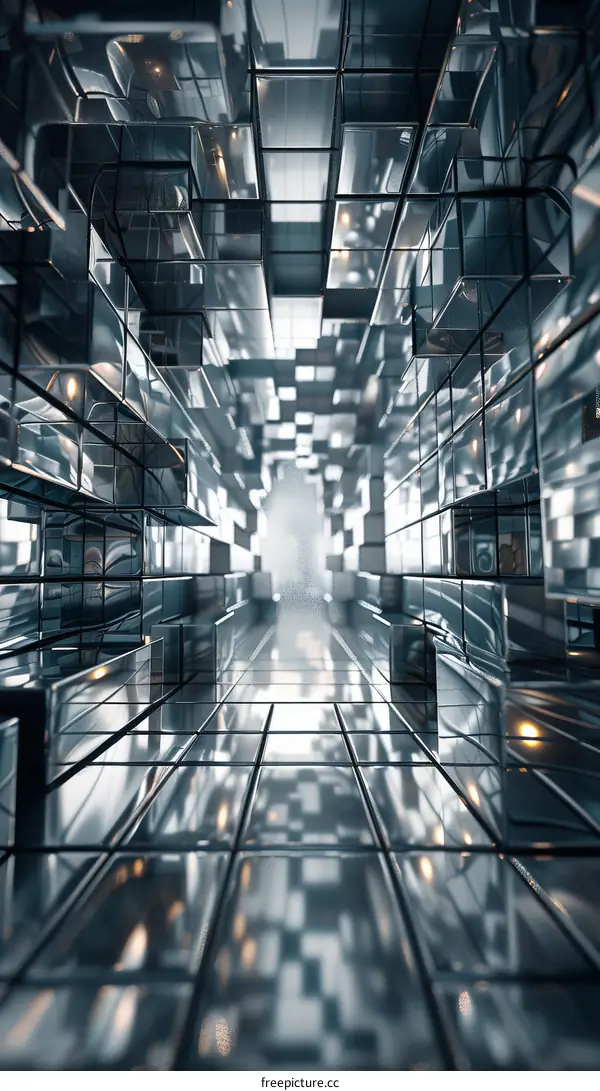 Futuristic Tunnel of Geometric Shapes