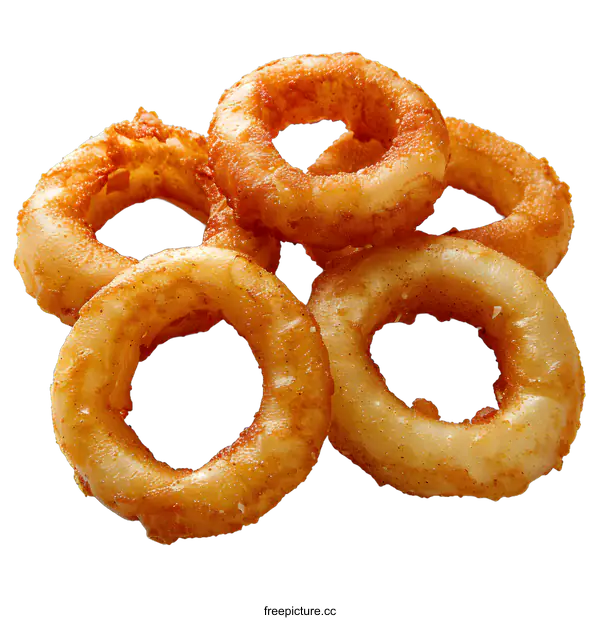 [Transparent Background PNG]Crispy Fried Onion Rings on White Background