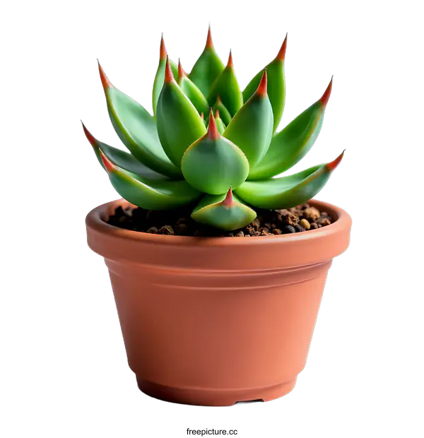 [Transparent Background PNG]Green Succulent Plant in Terracotta Pot on transparent background