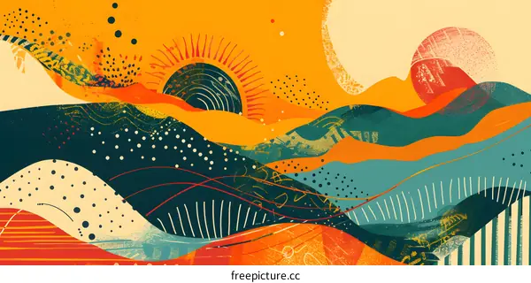 Abstract Illustration of Colorful Shapes and Lines