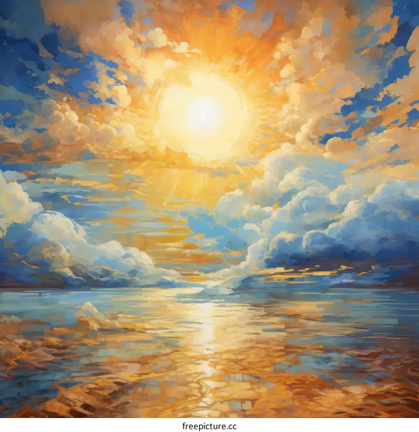 rays of sunshine breaking through the clouds over a body of water