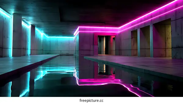 Neon Light Swimming Pool Interior Design