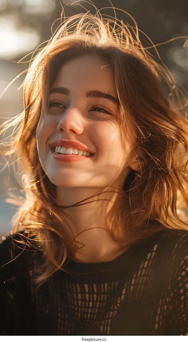 Beautiful Woman Smiling in Sunlight