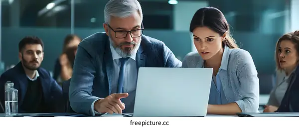 Business Colleagues Working Together on Laptop