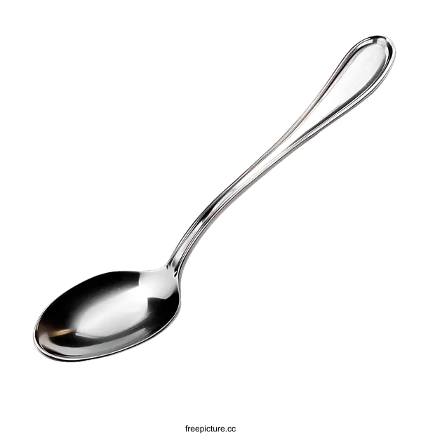 [Transparent Background PNG]Close-up of a Stainless Steel Spoon