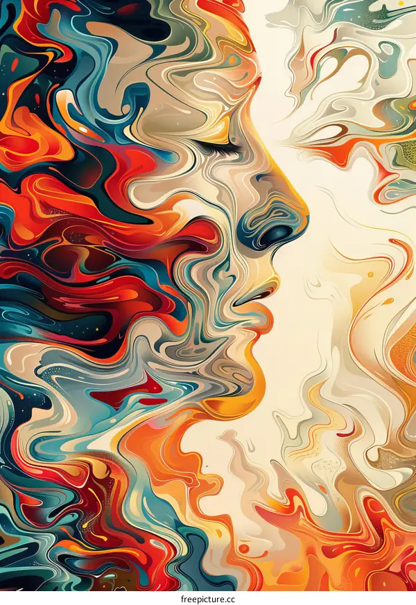 Abstract Colorful Face Art Portrait