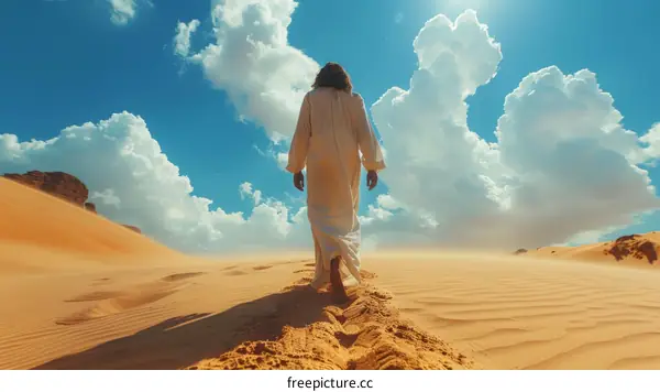 Jesus Christ Walking in Desert