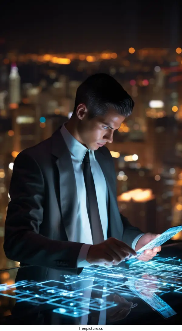 Businessman looking at futuristic city