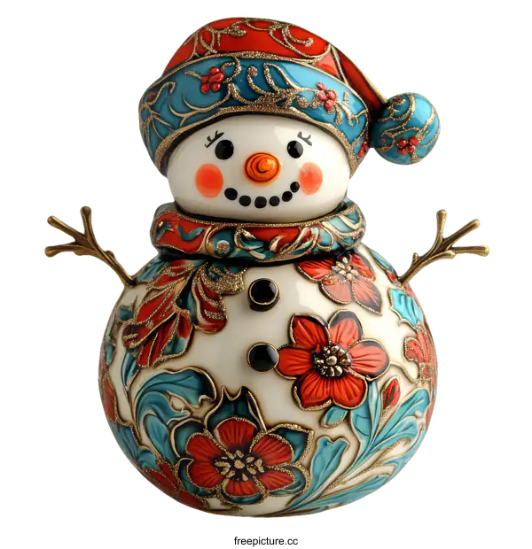 [Transparent Background PNG]Ornate Christmas Snowman Ornament