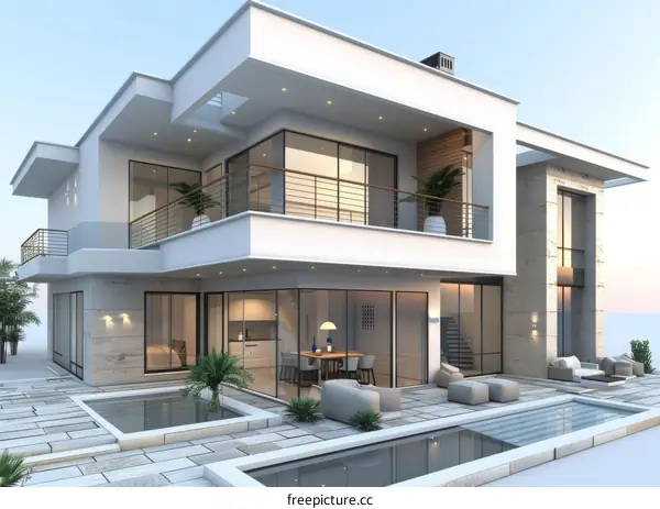 Modern House Exterior Design with Pool Area