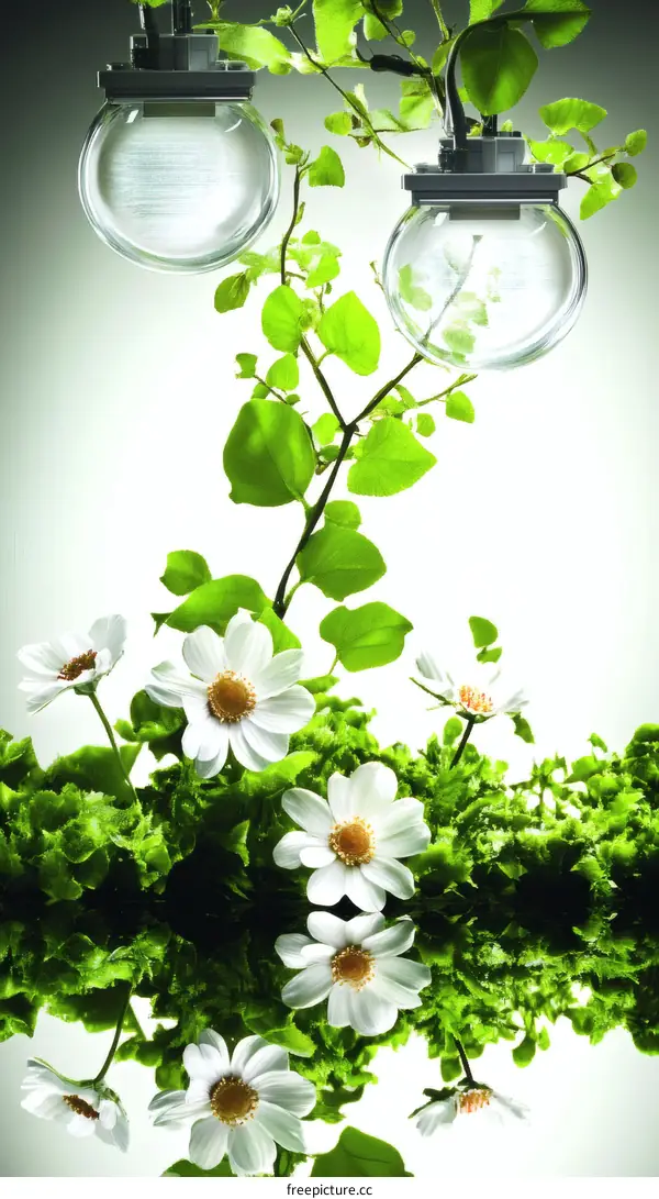 Beautiful Floral Composition with Transparent Globes