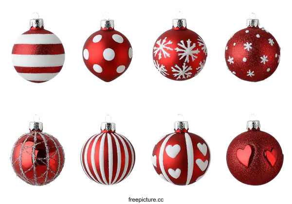 [Transparent Background PNG]Assorted Red Christmas Ornaments