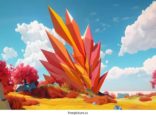 Low Poly Crystal Landscape Illustration