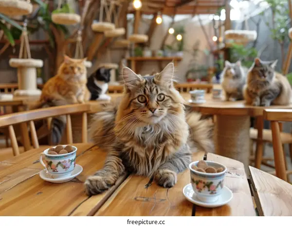 Cute Cats Sitting at a Table