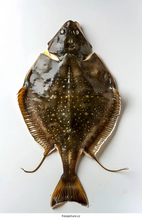 Fresh Flatfish on White Background