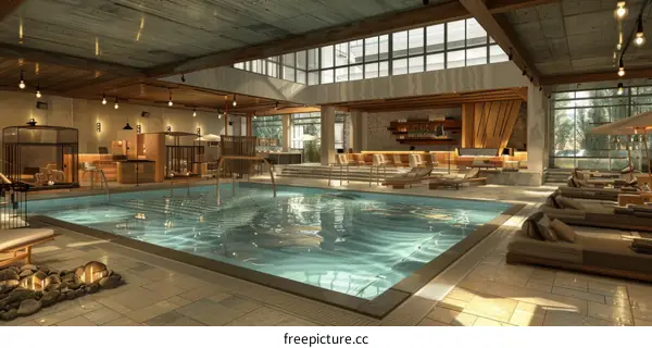 Indoor Modern Spa Pool Design Illustration