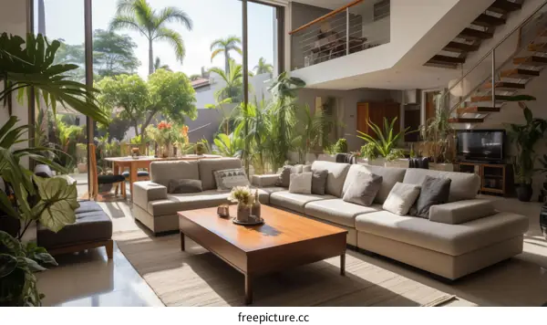 Indoor plants bring life to a modern living space