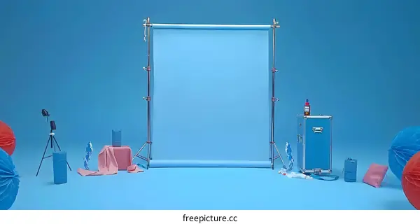 Blue Background Photography Studio Setup