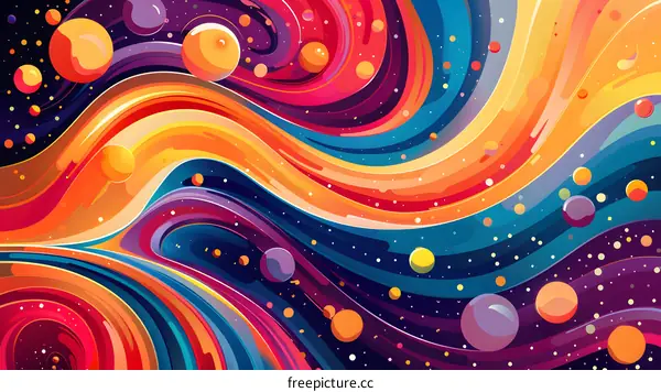 Colorful abstract painting with round shapes