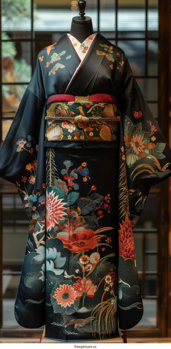 A kimono with a floral pattern