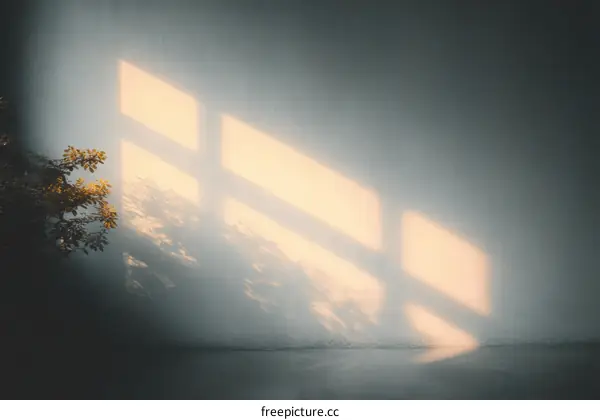 Sunlight Casting Shadows on a Light Gray Wall