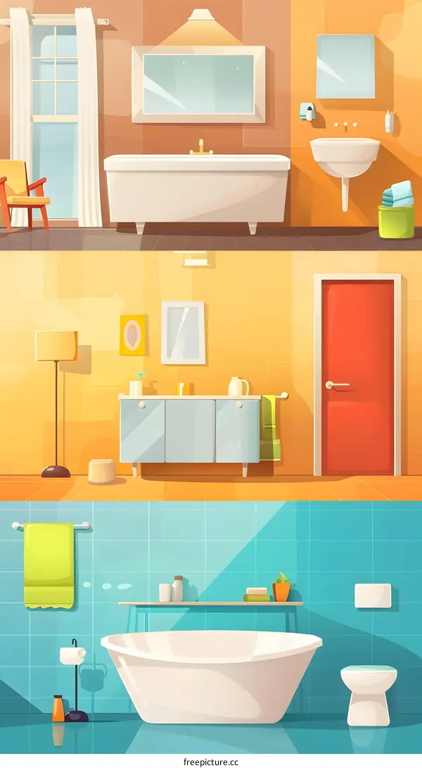 Modern Bathroom Interior Design Illustration