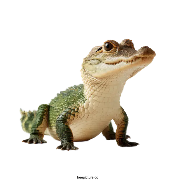 [Transparent Background PNG]Cute Baby Alligator on White Background
