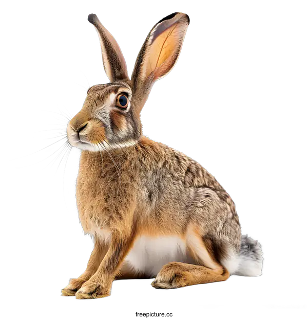[Transparent Background PNG]Brown hare isolated on white background