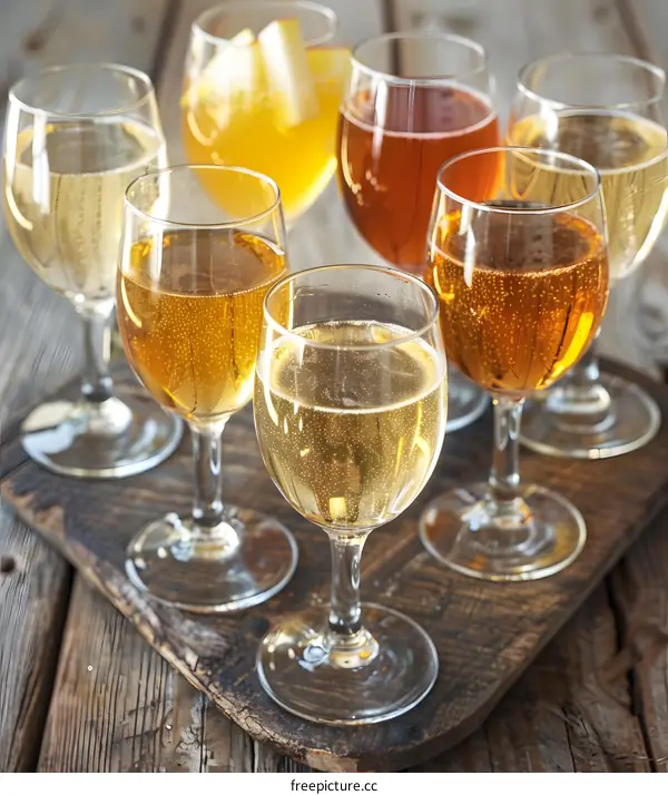 Assortment of Cider Flavors in Glasses