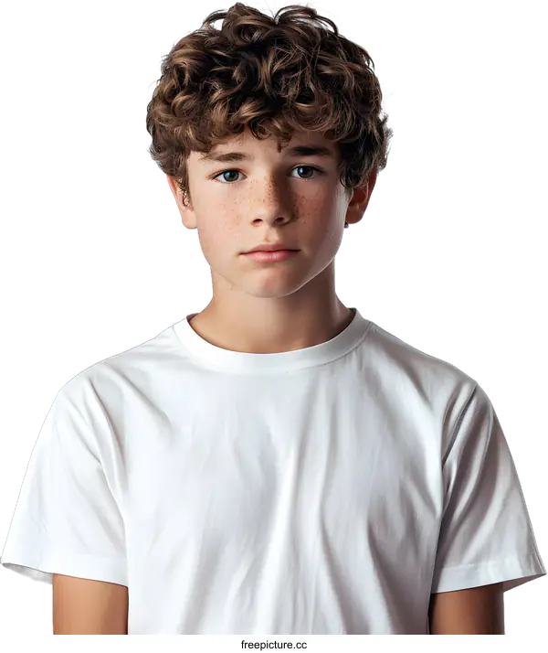 [Transparent Background PNG]Portrait of a Young Boy with Curly Hair