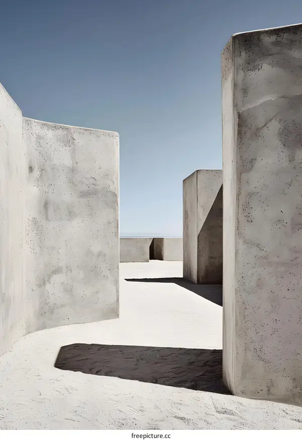 Minimalist Concrete Architecture With Sandy Ground