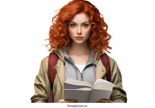 portrait of a young woman with red curly hair