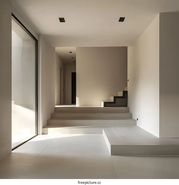 Modern Minimalist Interior Design with Concrete Stairs