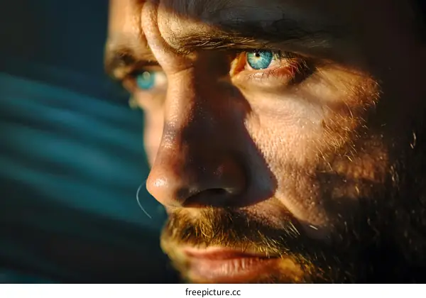 Portrait of a man with blue eyes