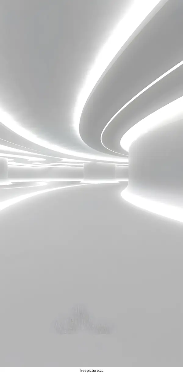 Abstract White Curved Room With Glowing Lines