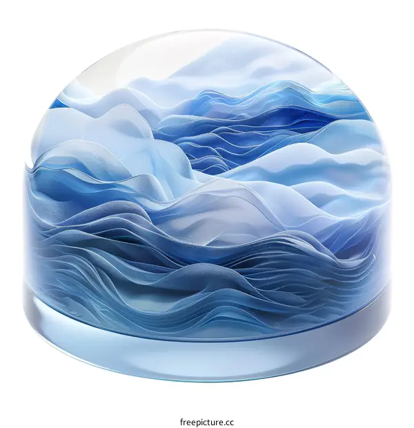 Blue and white waves in a glass dome