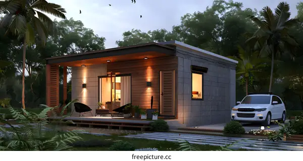 Modern Minimalist House Design with Concrete and Wood Exterior