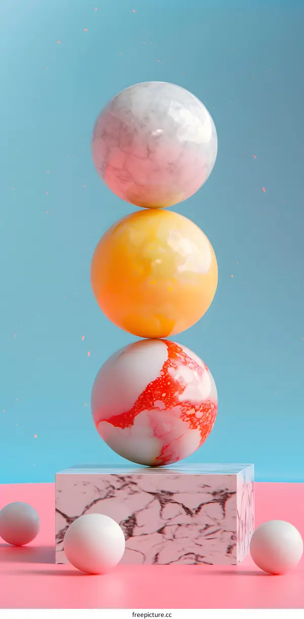 Balancing Spheres Minimalist Abstract Art