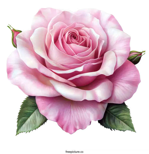 [Transparent Background PNG]Detailed Illustration of a Pink Rose
