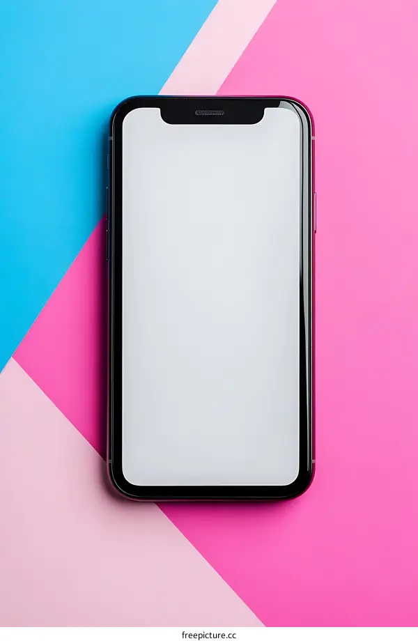 Mockup of a Smartphone with Blank Screen on Colored Background