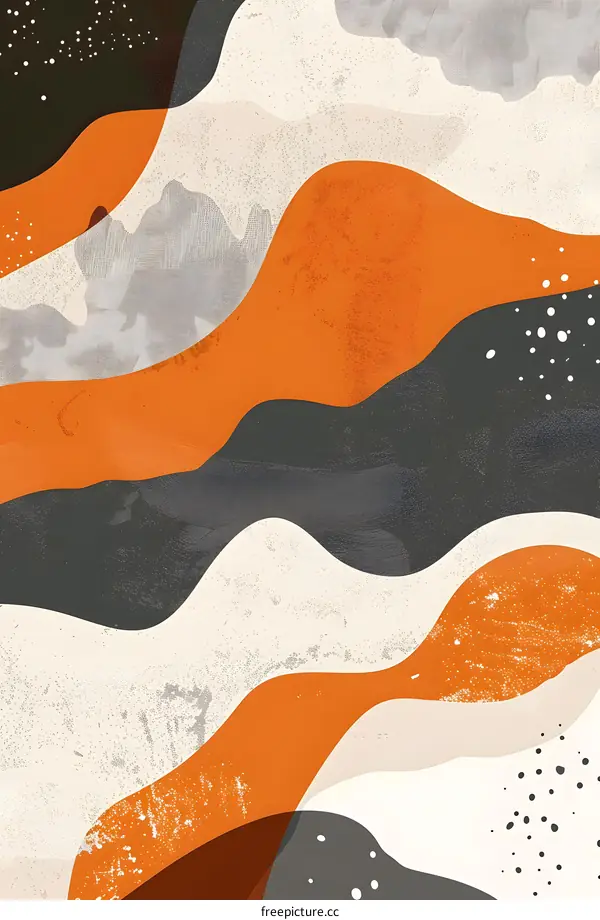 Abstract Minimalist Orange And Gray Color Art Painting