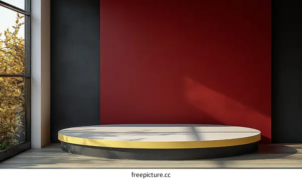 Modern Minimalist Product Showcase with Red and Black Walls