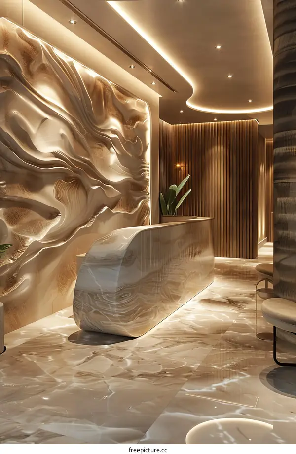 Lavish Hotel Lobby Interior With Modern Reception