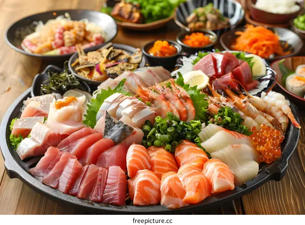 Assortment of Fresh Raw Seafood Sashimi Platter