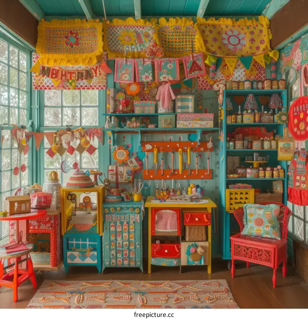 A Room Full of Colorful Patterns and Decorations