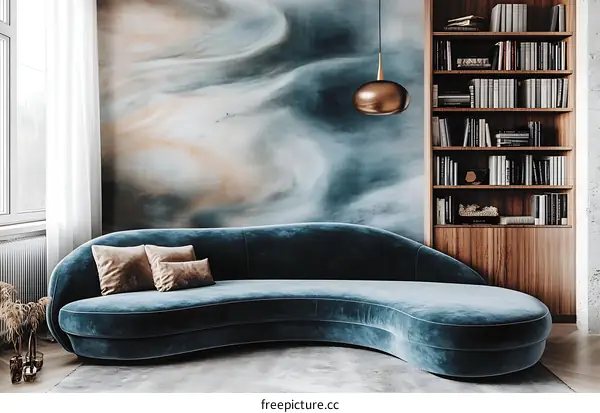 Modern Living Room with Abstract Wall Decor