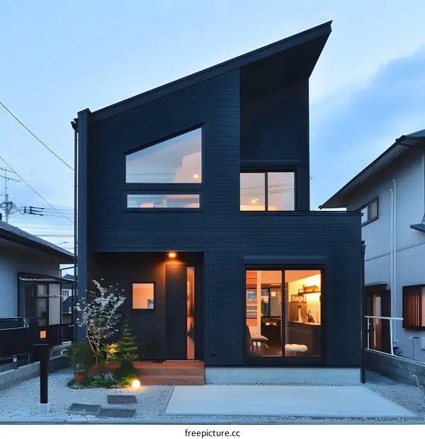 Modern Black House with Minimalist Design