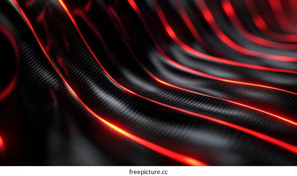 Abstract Red Lines on Black Carbon Fiber