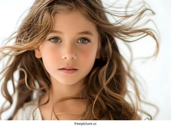Little Girl with Blonde Hair and Green Eyes