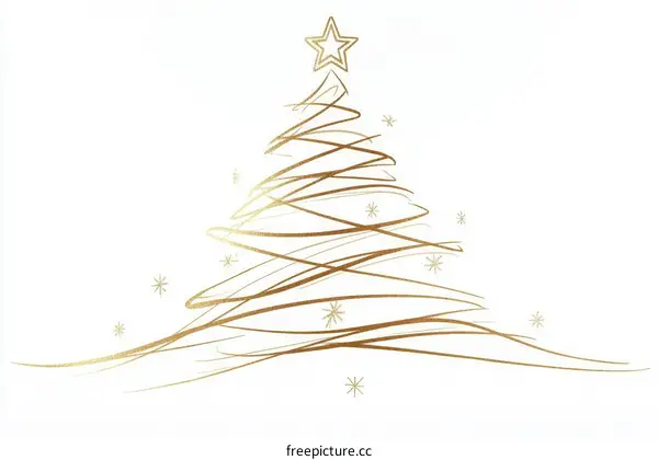 Golden Christmas Tree Illustration Design